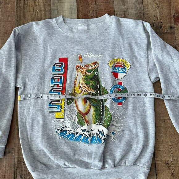 Vintage Mens Size XL Arkansas Bass Fishing Graphic Crewneck Sweatshirt in Gray - Picture 7 of 10